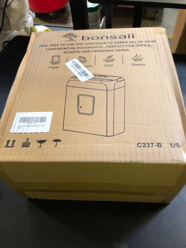 Photo 1 of Bonsaii Paper Shredder for Home Use, 3.4 Gal Wastebasket, 6 Sheet Crosscut Paper Credit Cards, Staples, and Clips Shredder for Home Office Use, Portable Handle Design (C237-B New Version)