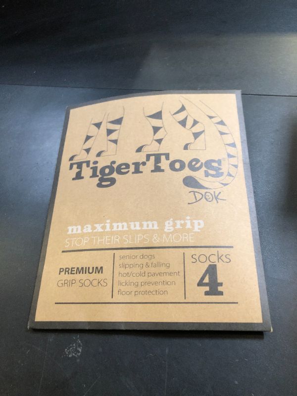 Photo 1 of DOK TigerToes Premium Non-Slip Dog Socks for Hardwood Floors - Extra-Thick Grip That Works Even When Twisted - Prevents Licking, Slipping, and Great for Dog Paw Protection - Size Small