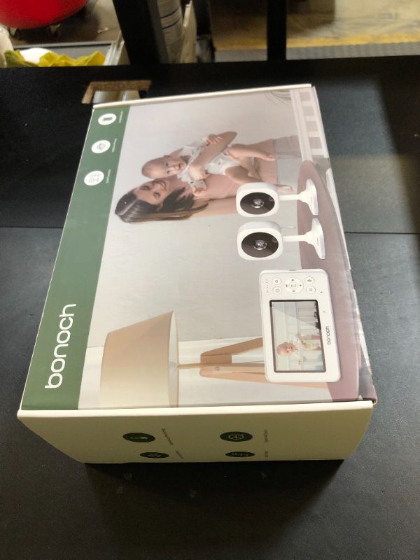 Photo 1 of bonoch 4.3" Baby Monitor with 2 Cameras, 720p Split Screen Monitor with Camera and Audio, 28hour Battery, Video Baby Monitor No WiFi, VOX Mode, 2 Way Audio, Auto Night Vision, 2X, 3X, 4X Zoom