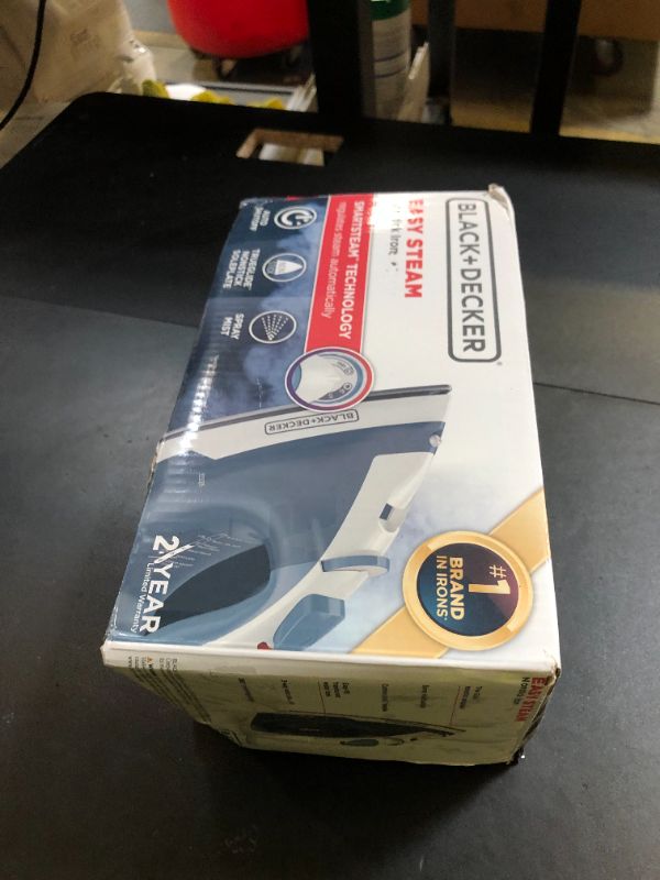 Photo 1 of BLACK+DECKER Easy Steam Compact Iron for Clothes, Automatic Shutoff, Nonstick Plate, Light Weight, 1200 Watts