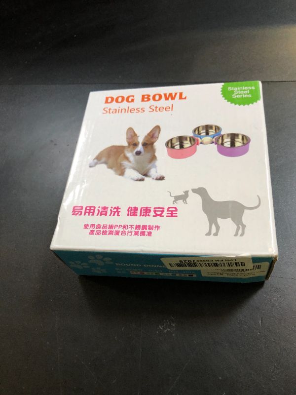 Photo 1 of Crate Dog Bowl Removable Stainless Steel Water Food Feeder Bowls Cage Coop Cup for Cat Puppy Bird Pets (Large, Blue)