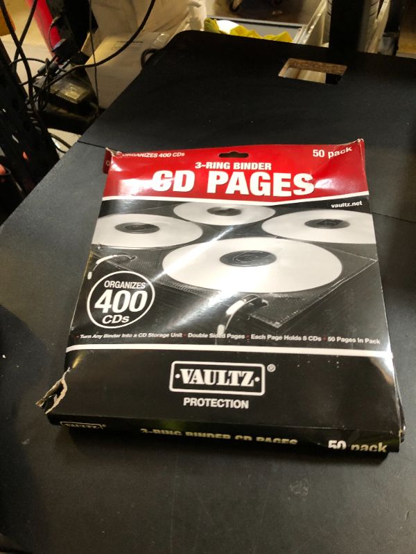 Photo 1 of Vaultz CD Insert Pages, 3 Hole Punched, 10 x 10.875 Inches, 8 CDs/Page, 50 Pages/Pack, Black (VZ01415)