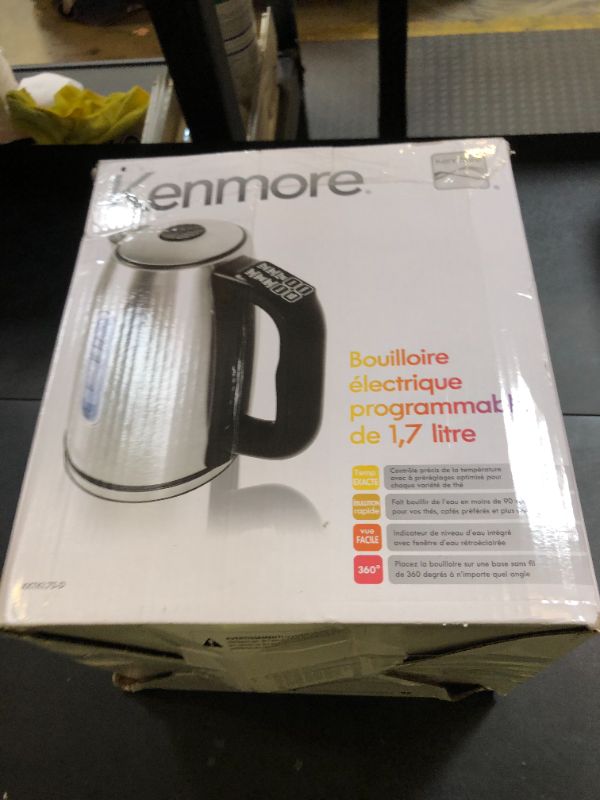 Photo 1 of Kenmore Electric Kettle - Cordless Digital Calentador De Agua, Stainless Steel Instant Tea Pot, Preset Temperature Control, Automatic Shut-Off, Rapid Boil, Hot Water Boiling Heater, 1.7 Liter Silver