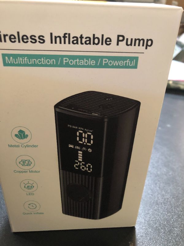 Photo 1 of Tire Inflator Portable Air Compressor, 180PSI Portable Air Compressor with 25000mAh Battery, 3X Faster Inflation Cordless Air Pump for Car, Motorcycle, Bicycle, Ball