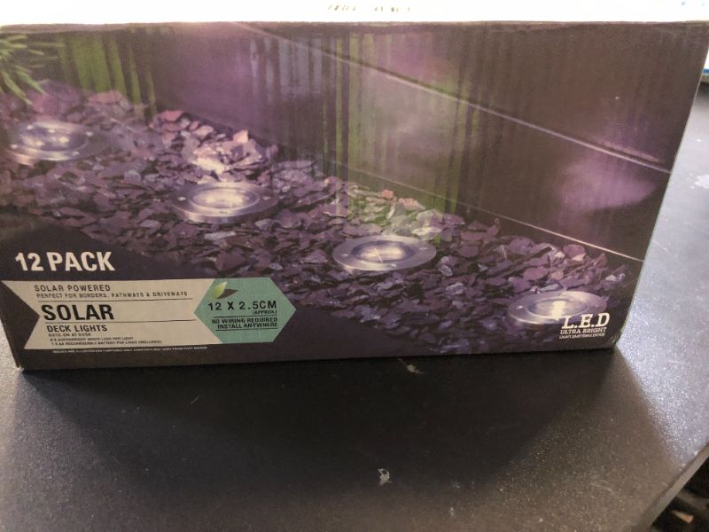Photo 1 of OULONGER Solar Lights Outdoor,12 Pack Solar Lights Outdoor Waterproof,Garden Ground Light Landscape Lighting for Outside Patio Pathway Yard Lawn Driveway Deck Step Walkway(White Light)