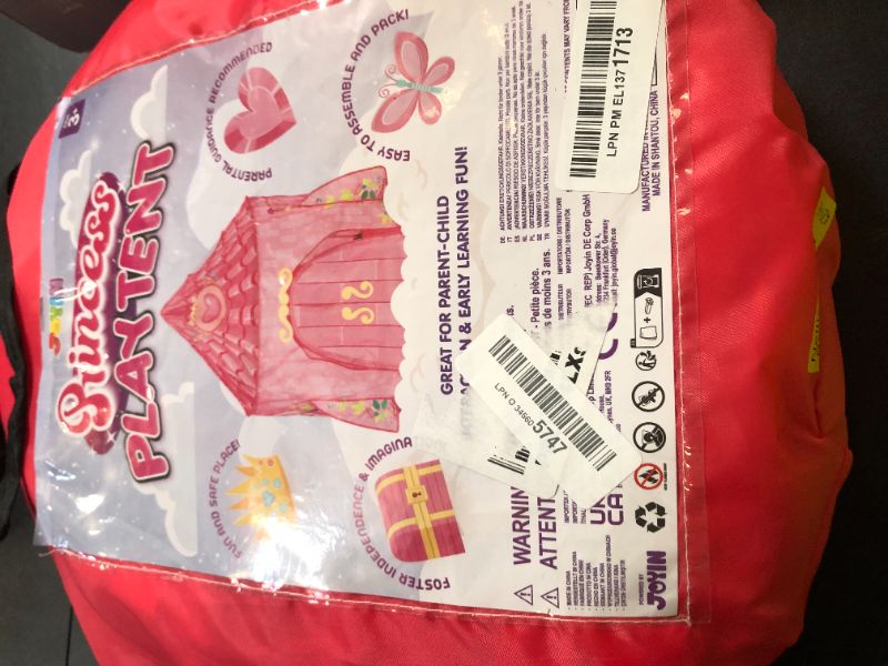 Photo 1 of JOYIN Princess Tent Girls Large Playhouse Kids Castle Play Tent for Children, Pop Up Play House for Toddlers Indoor and Outdoor Games