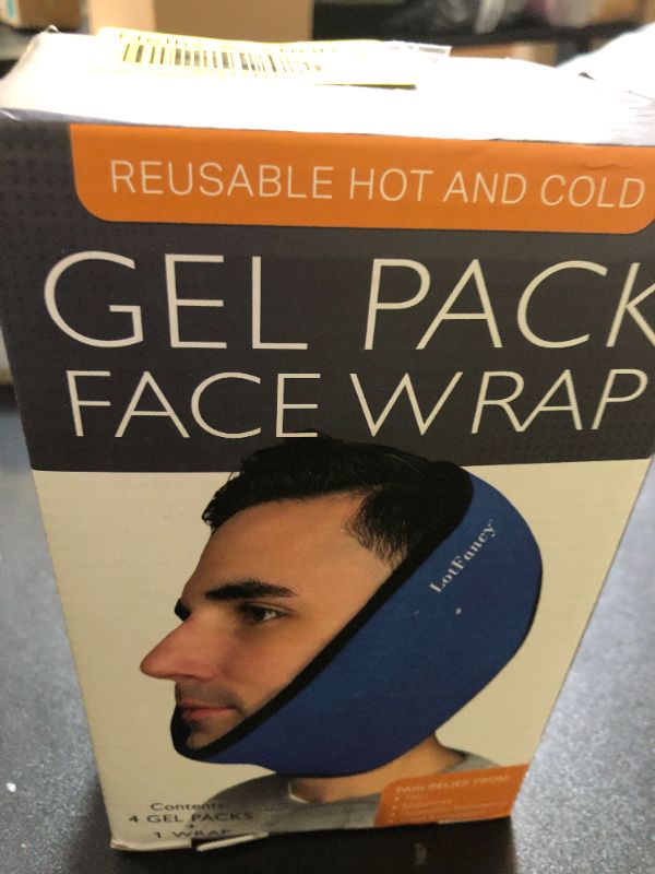 Photo 1 of LotFancy Face Ice Pack Wrap for TMJ, Wisdom Teeth, with 4 Reusable Hot Cold Therapy Gel Packs, Pain Relief for Head, Oral and Facial Surgery, Dental Implants, Blue
