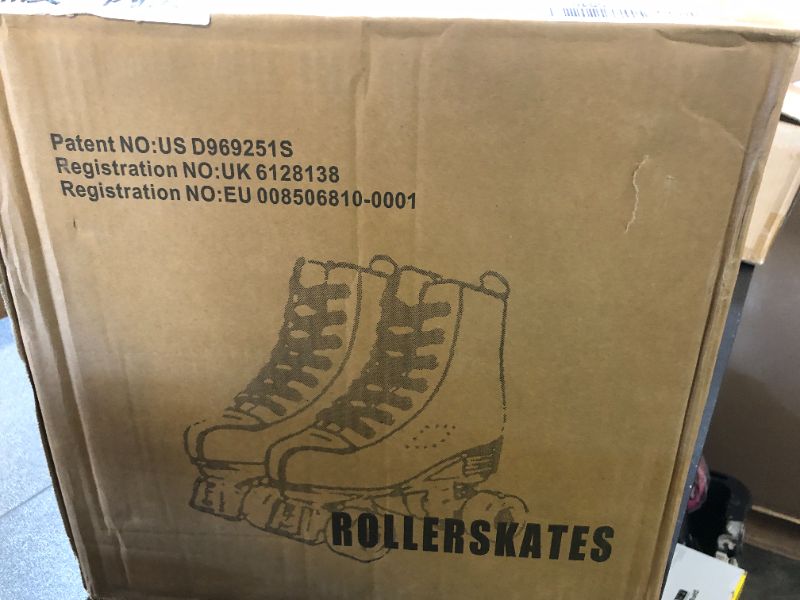 Photo 1 of XUDREZ Roller Skates: Adjustable Soft Leather High-top Four-Wheel Skates for Adults, Boys, Girls - Black, Size Women's 7 / Men's 5.5