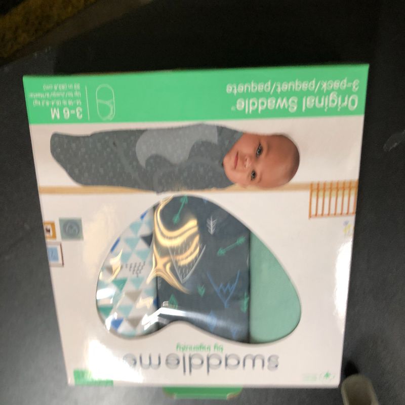 Photo 1 of SwaddleMe by Ingenuity Original Swaddle, 100% Cotton, Improves Sleep & Calms Startle Reflex, 3-6 Months, 1.0 TOG, 3-Pack, Baby Swaddle Blanket - Mountaineer