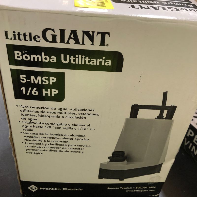 Photo 1 of Little Giant 5-MSP 115-Volt, 1/6 HP, 1500 GPH, Aluminum Manual Utility Pump, 25-Ft. Cord, Blue 505712