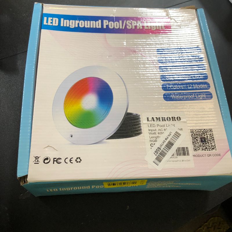 Photo 1 of Pool Lights for Inground Pool, 60W 10 Inch Color Changing LED Inground Pool Light with Controller, Remote and APP Control for Wet Niche, Underwater Swimming Pool LED Lights, 50 Foot Cord