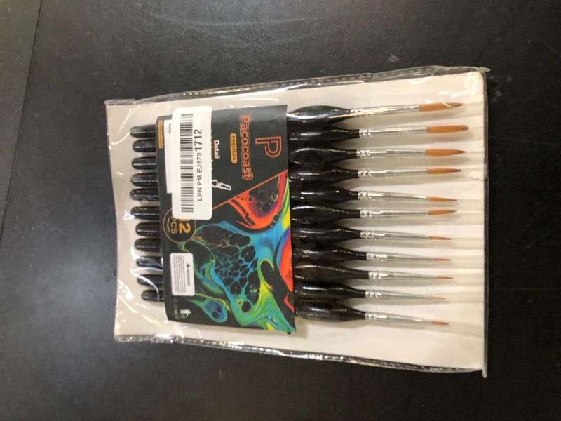 Photo 1 of 12PC Miniature Brushes, Pacocoast Detail Paint Brushes Set for Fine Detailing & Art Painting, Small Tiny Paint Brush Perfect for Acrylic, Paint by Number, Figurine, Craft, Models (Silver, Black)