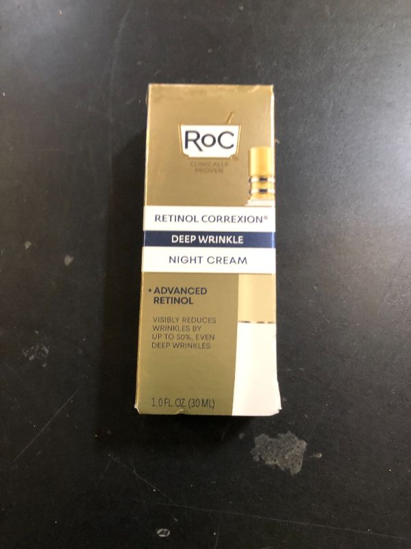 Photo 1 of RoC Retinol Correxion Deep Wrinkle Anti-Aging Night Cream, Daily Face Moisturizer with Shea Butter, Glycolic Acid and Squalane, Skin Care Treatment, 1 Ounces (Packaging May Vary)