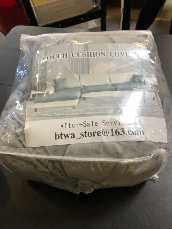 Photo 1 of BT.WA Sectional Couch Covers for 4-Piece Seat Cushion Velvet Separate L Shape Couch Cover Stretch Sofa Slipcover with 2 Pieces Pillowcases Furniture Protector (Sofa 3 Seater + 1 Chaise, Light Grey)
