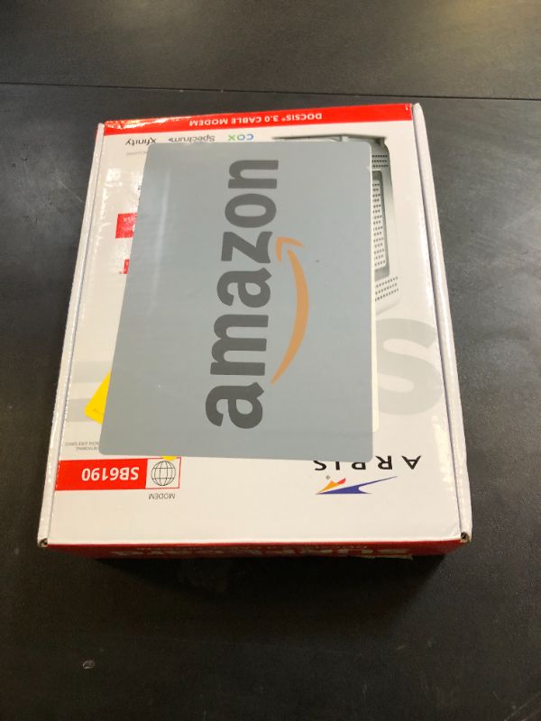 Photo 1 of ARRIS (SB6190) - Cable Modem - Fast DOCSIS 3.0 32x8 Gigabit Cable Modem, For Comcast Xfinity, Cox, Spectrum and more, 1 Gbps Port, 800 Mbps Max Internet Speed, 2 Year Warranty - (No Built-in Wifi)