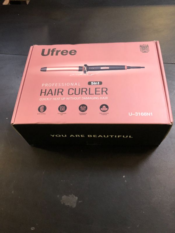 Photo 1 of Ufree 5 in 1 Curling Iron with Interchangeable Ceramic Barrels (0.35"-1.25"), Curling Wand Set with Flat Iron Hair Straightener, Instant Heat Up, Dual Voltage Hair Curler, Gifts for Women
