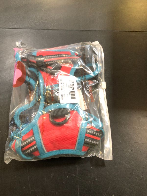 Photo 1 of rabbitgoo Dog Harness No Pull with 2 Leash Clips, Adjustable Soft Padded, Reflective Oxford No Choke Pet Vest with Easy Control Handle for Small Dogs, Red & Teal, S