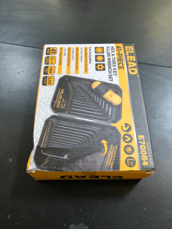 Photo 1 of ELEAD Hex Key Allen Wrench Set: 41-Piece Hex and Torx Key Set with Torque Handle, Standard SAE(0.028"-3/8") & Metric(0.7mm-10mm) & Torx(T9-T50) in Storage Case, Heat Treated Chrome Vanadium Steel