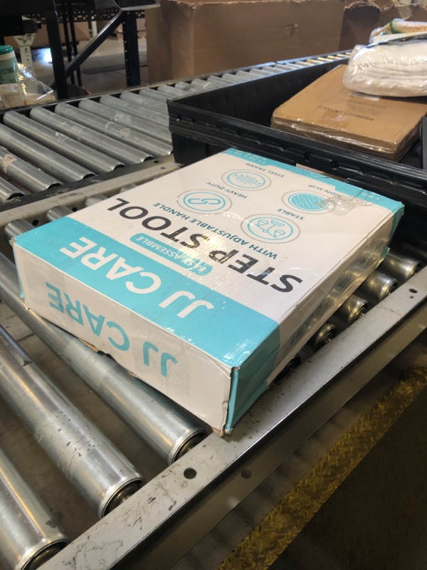 Photo 1 of JJ CARE Step Stool with Handle for Elderly (300 lbs. Capacity), Adjustable Step Stools for Adults with Handrail, Non-Slip Heavy Duty Height Adjustable and Steel Frame Platform for high beds