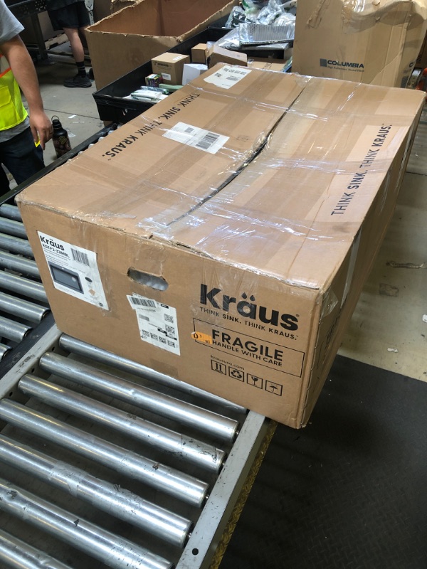 Photo 1 of KRAUS Bellucci 33” Workstation Drop In Retrofit Farmhouse Single Bowl Granite Kitchen Sink in Black with Accessories