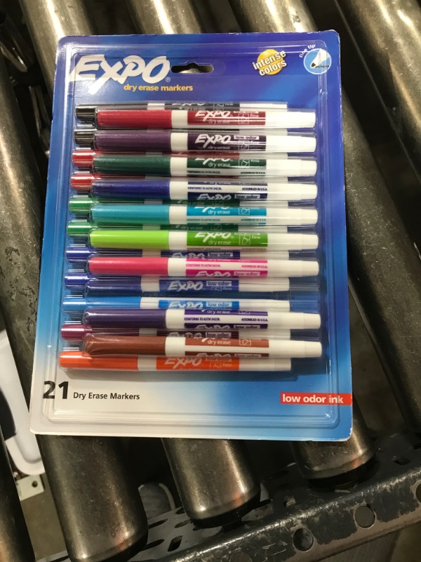 Photo 2 of EXPO Dry Erase Markers, Whiteboard Markers with Low Odor Ink, Fine Tip, Assorted Vibrant Colors, 21 Count