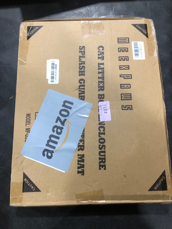 Photo 1 of MEEXPAWS Cat Litter Box Enclosure Splash Guard Extra Large 28L × 21.5W x 18H inch, Light Weight Plastic Sheets with Cat Litter Mat Easy Clean (White)