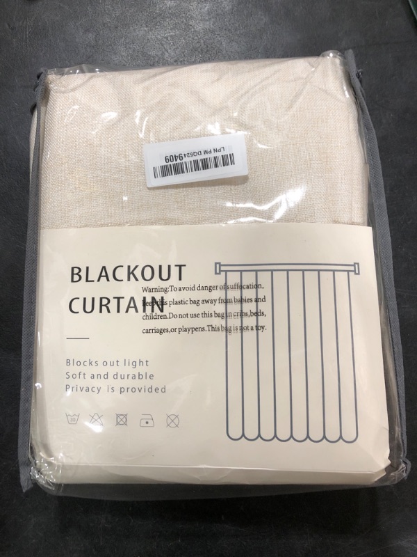 Photo 1 of 100% Blackout Shield Linen Blackout Curtains for Bedroom 84 Inches Long, Back Tab/Rod Pocket Living Room Drapes, Thermal Insulated Blackout Curtains 2 Panels Set, 50" W x 84" L, Cream