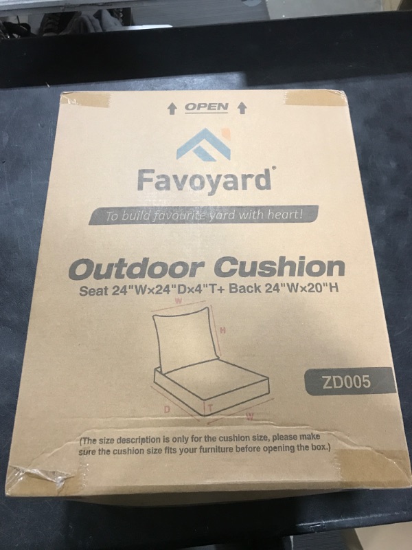 Photo 1 of Favoyard Outdoor Seat Cushion Set 22 x 24 Inch Waterproof & Fade Resistant Patio Furniture Cushions with Removable Cover Deep Seat & Back Cushion with Handle and Adjustable Straps for Chair Sofa Couch