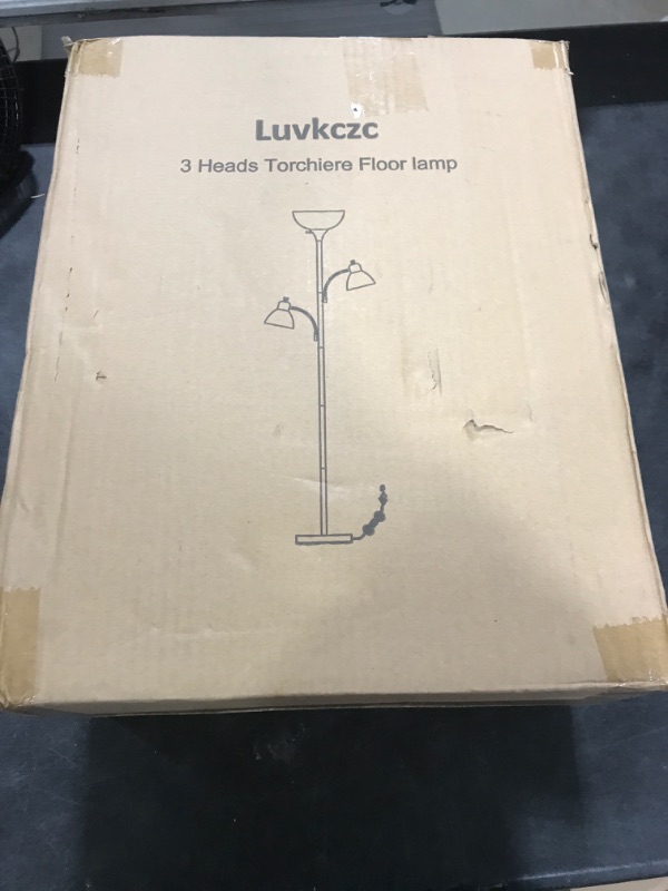Photo 1 of Luvkczc Floor Lamps for Living Room, 72" Tall Torchiere Floor Lamp with 8W Adjustable Reading Lights, Industrial Lamps for Living Room, Bedroom, Office, Black Tree Floor Lamp, 3 Bulbs Included