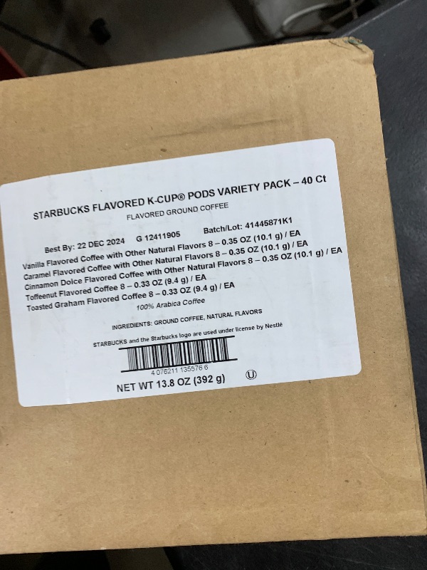 Photo 1 of Starbucks K-Cup Coffee Pods, Naturally Flavored Coffee Variety Pack for Keurig Brewers, 100% Arabica, 1 Box (40 Pods)