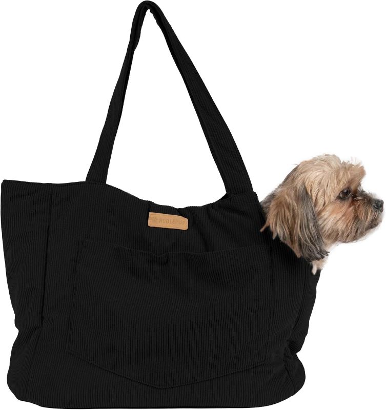 Photo 1 of Dog Carrier - Lightweight Cotton Soft-Sided Pet Tote with Safety Harness Clip - Breathable Travel Carrier for Small Dogs and Puppies (Black)