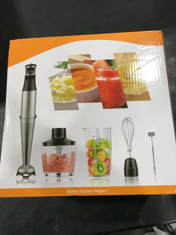 Photo 1 of Immersion Blender Handheld Corded Hand Blenders Set 1100W, Trigger Variable Speed 5 in 1 Stick Emulsifier with Chopper, Whisk and Frother for Soup, Baby Food and Smoothies