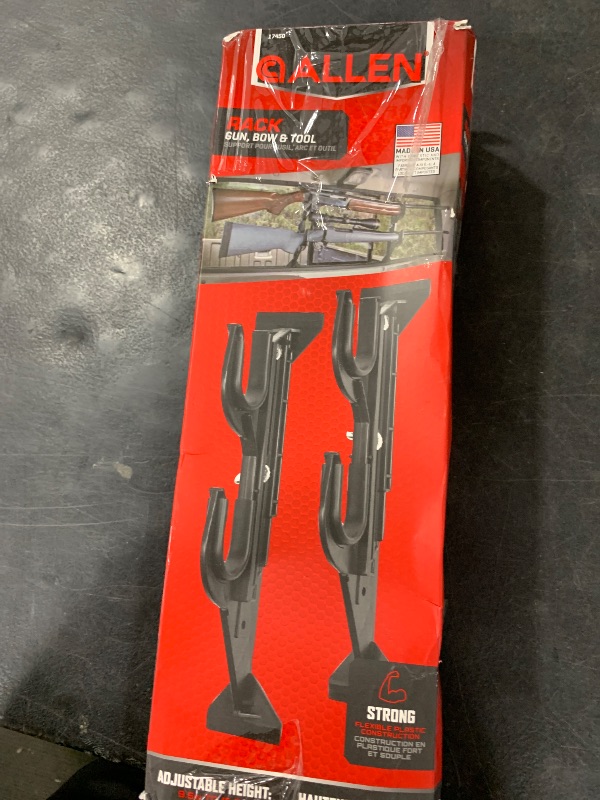 Photo 1 of Allen Company Molded Truck Gun Rack for Rear Window - Gun Holder for Two Shotguns, Rifles, Bows, or Tools - Gun and Hunting Accessories for Car or Wall Mount - Adjustable 9.5"-16.5" , Black