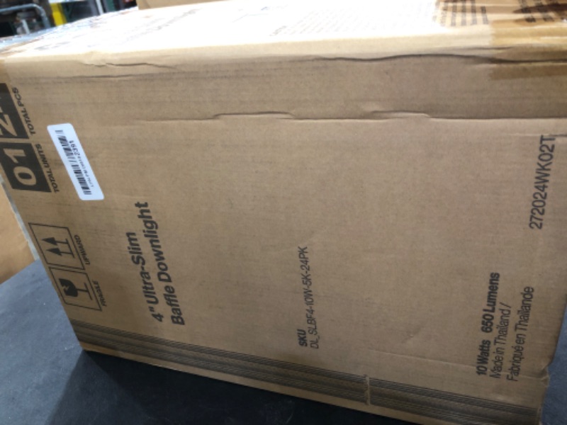 Photo 1 of Sunco 24 Pack 4 Inch LED Recessed Lights, Ceiling Canless Recessed Light, Baffle Trim, 650 LM, 10W (60W Equivalent), 5000K Daylight, Dimmable, Wafer Thin with Junction Box