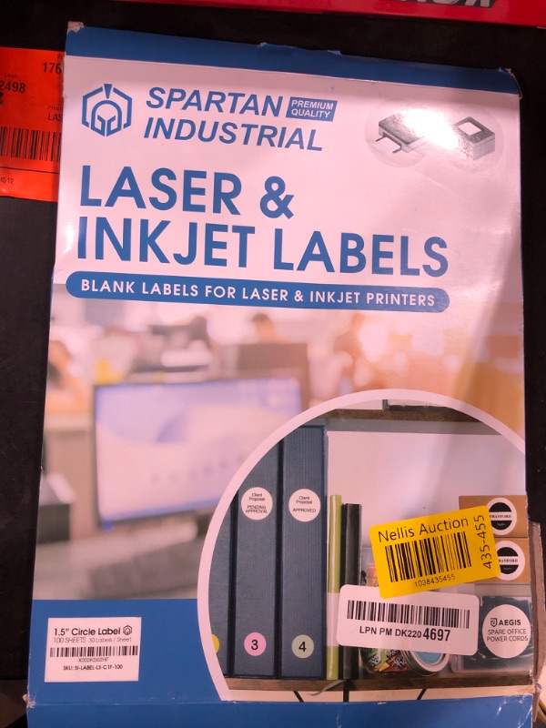 Photo 1 of 1.5" Circle Printable Labels Compatible with Inkjet and Laser Printers - 100 Sheets, 3000 Matte White Round Stickers for Pricing, Product Labeling, and Custom Tags - Spartan Industrial