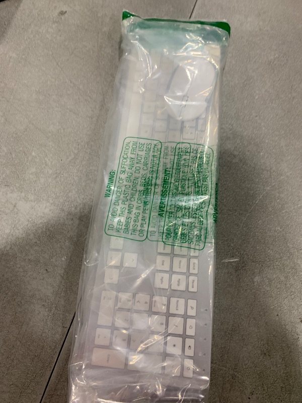 Photo 1 of Wireless Keyboard and Mouse Combo - Full Size Slim Thin Wireless Keyboard Mouse with Numeric Keypad 2.4G Stable Connection Adjustable DPI (White & Silver)