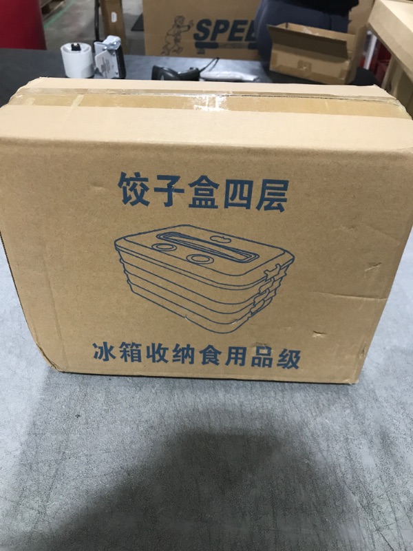 Photo 1 of 4-Layer Frozen Dumpling Storage with Lids & Timing, Flat Stacks Food Container Icing Cookies Wonton Donuts Box Organizer For Fridge, Keeping Fresh