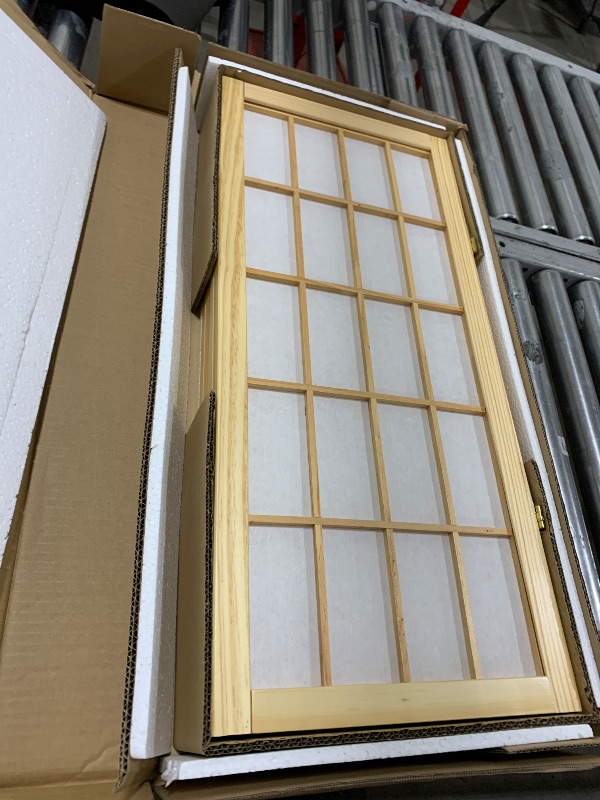 Photo 2 of 2 ft. Short Desktop Window Pane Shoji Screen - Natural - 4 Panels