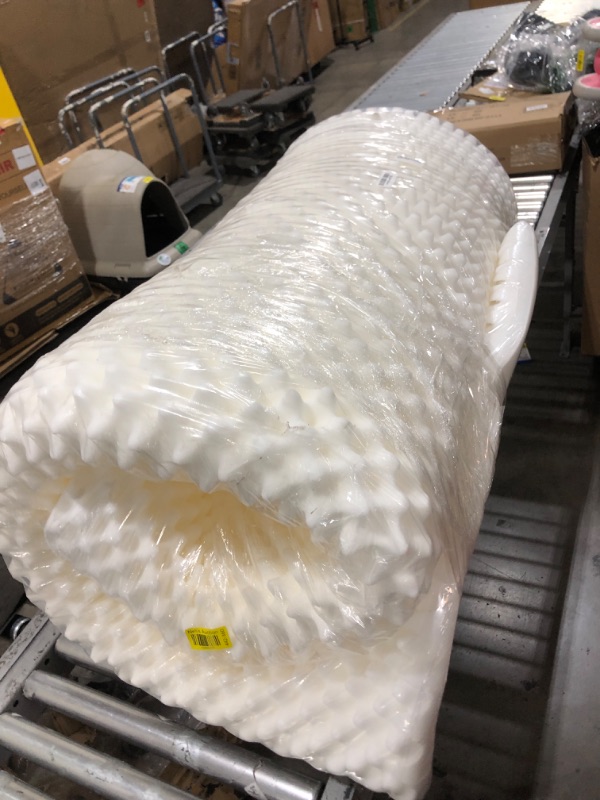 Photo 1 of Zayton, 3-Inch Convoluted High Density Foam Mattress Topper, CertiPUR-US Certified for Superior Comfort and Support, King, White