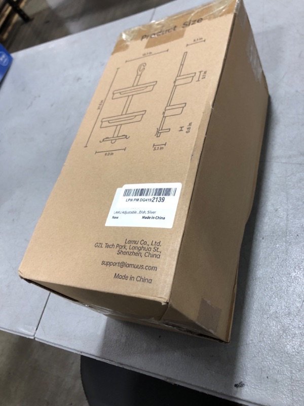 Photo 1 of LAMU Adjustable Shower Caddy Hanging, Rust-Proof Hanging Organizer, 3-Tier Aluminum Alloy + ABS, Over-the-Showerhead with Hooks, Razor Holder, Soap Dish, Silver