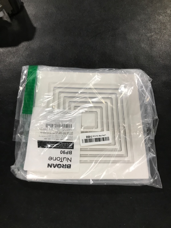 Photo 1 of Broan-NuTone BP90 Replacement Grille For 688 Fan , White, 9 In. x 9.25 In. x 0.325 In. with 7.25 and 7.5 in. housing