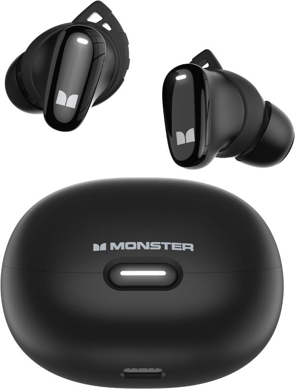 Photo 1 of Monster N-Lite 206 Bluetooth Wireless Earbuds in Ear Headphones, Bluetooth 5.4 Ear Buds Built-in Mic, Comfortable Fit, Touch Control, Type-C Fast Charging, IPX6 Waterproof, 25H Playtime, Black