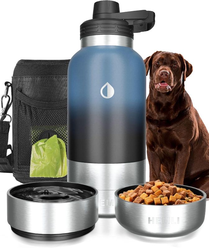 Photo 1 of 32 oz. Portable Dog Water Bottle and Bowl for Walking, Hiking and Travel