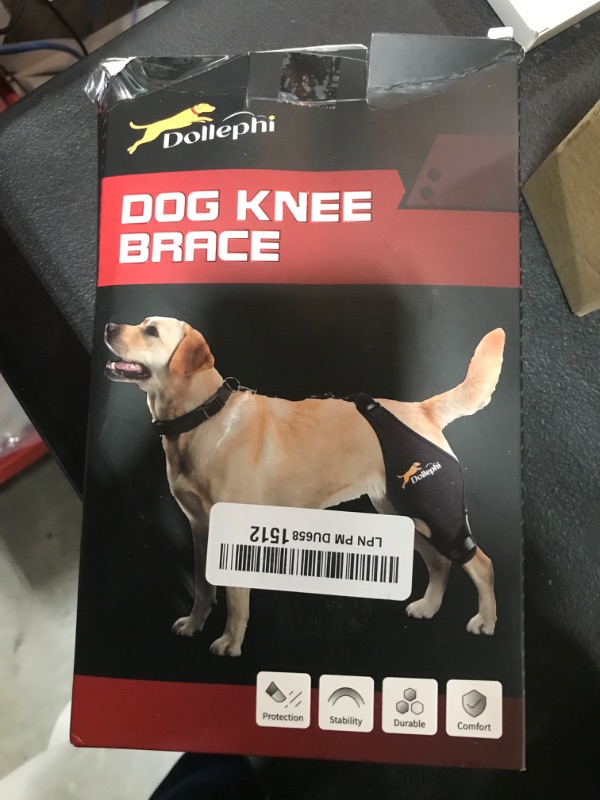 Photo 2 of Dollephi Dog Knee Brace for Torn ACL Hind Leg, Support for Patella Dislocation or Osteoarthritis, Cruciate Ligament Injuries, Cut-Out Non-Slip Wrap Promotes Patellar Stability(Left Leg,XL)