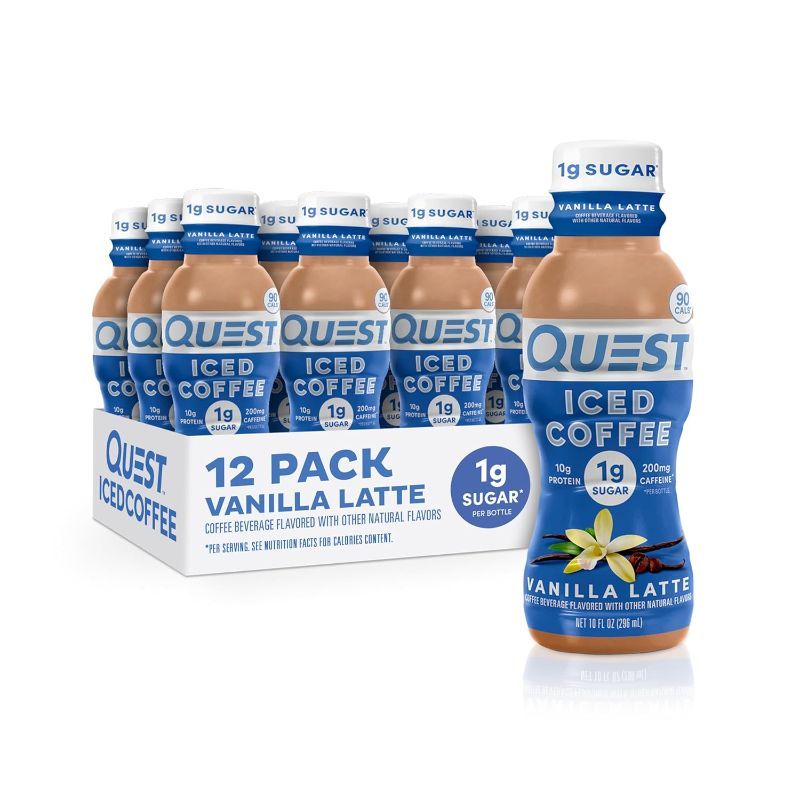 Photo 1 of Quest Nutrition Iced Coffee, Vanilla Latte, 1g of Sugar, 10g of Protein, 90 calories, 200mg of caffeine, 12 Count --- B.B. 03-20-2025
