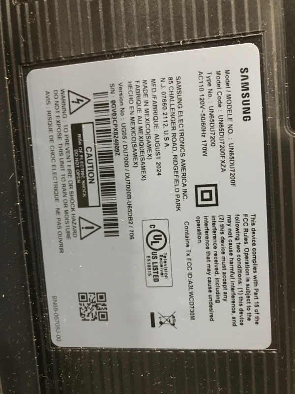 Photo 1 of 65” Class DU7200 Series Crystal UHD 4K Smart Tizen TV (2024)