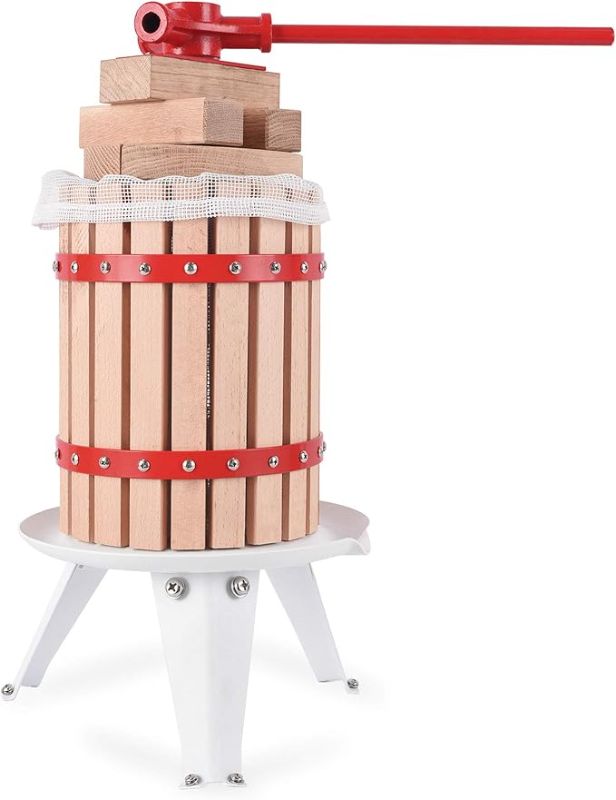 Photo 1 of YUDA Upgraded 1.6 Gallon (6L) Manual Fruit Wine Press with 8 Blocks 100% Nature Oak, Cider Apple Grape Berries Crusher Juice Maker
