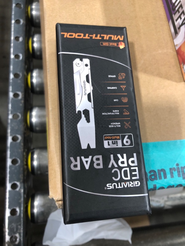 Photo 1 of Multitool Pry Tool with Small Pocket Knife EDC Pry Bar Bottle Opener Nail Puller, Versatile Crowbar with Box Cutter Blade, Hex Wrench, Screwdriver for Lifting, EveryDay Carry, Cycling Camping