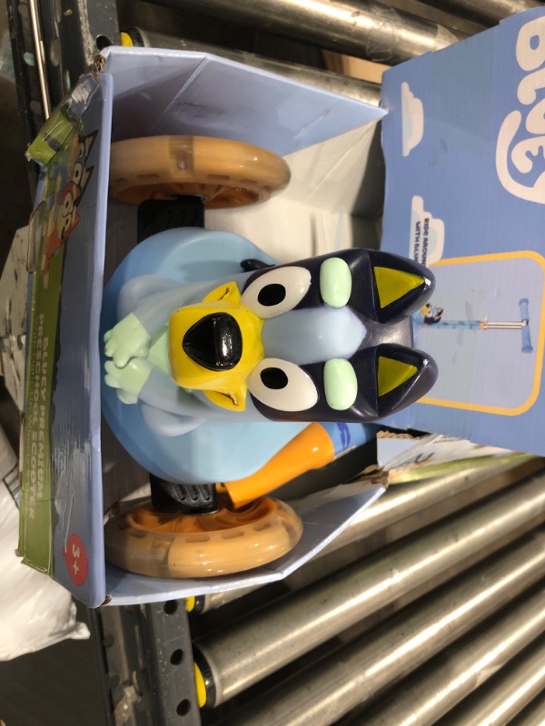 Photo 1 of Bluey 3D Kick Scooter for Kids, Self-Balancing 3 Wheeled Light Up Scooter with Extra Wide Anti-Slip Deck, Rear Brake, Lean to Steer, Lightweight Design, for Kids 3 and up, 75 LB Limit