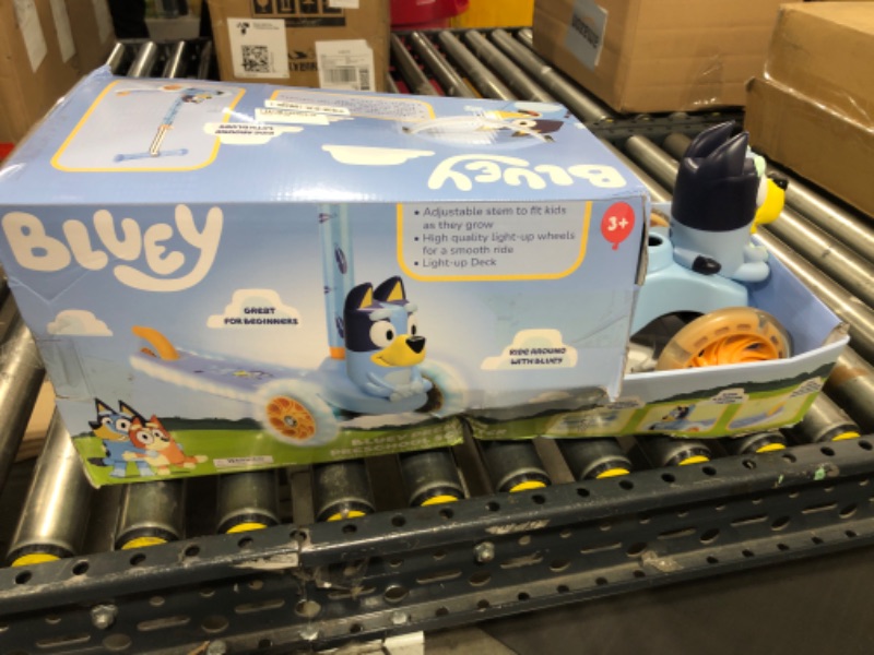 Photo 1 of Bluey 3D Kick Scooter for Kids, Self-Balancing 3 Wheeled Light Up Scooter with Extra Wide Anti-Slip Deck, Rear Brake, Lean to Steer, Lightweight Design, for Kids 3 and up, 75 LB Limit